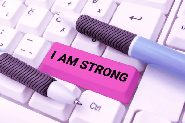 Sign displaying I Am Strong, Business showcase Have great strength being healthy powerful achieving everything -48618