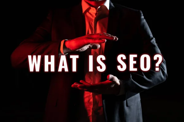 Text Caption Presenting What Seo Word Search Engine Keywording Marketing —  Fotos de Stock