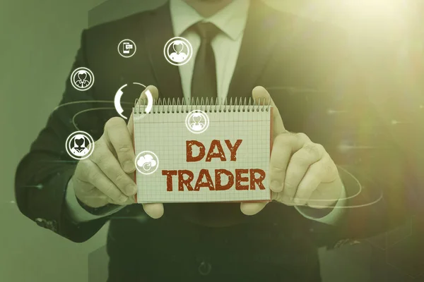 Sign Displaying Day Trader Word Written Person Buy Sell Financial — Stock Photo, Image