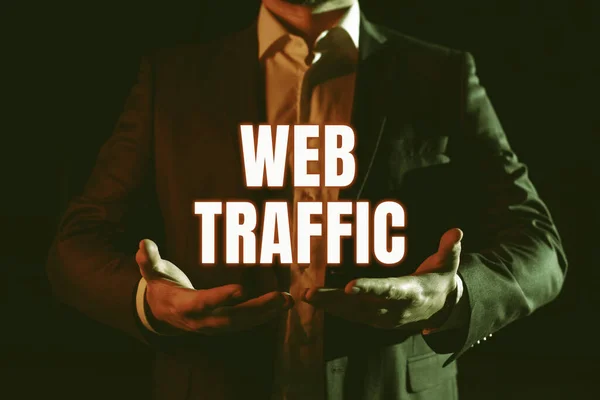 Hand Writing Sign Web Traffic Conceptual Photo Amount Data Sent — Photo