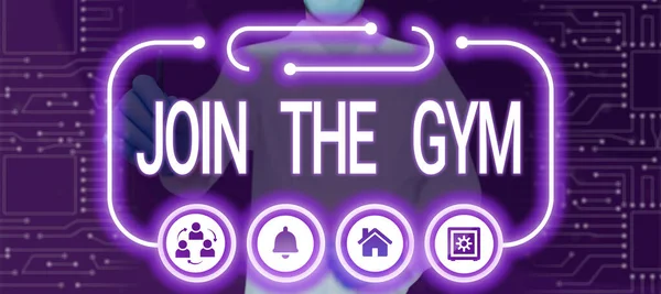 Sign Displaying Join Gym Business Approach Motivation Start Working Out — Stockfoto