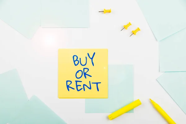 Text Showing Inspiration Buy Rent Business Idea Doubt Owning Something — Fotografia de Stock