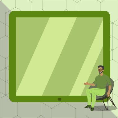 Man Pointing Hand Empty Screen Representing Planning Future Projects