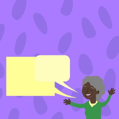 Woman Holding Two Speech Bubbles With Important Messages