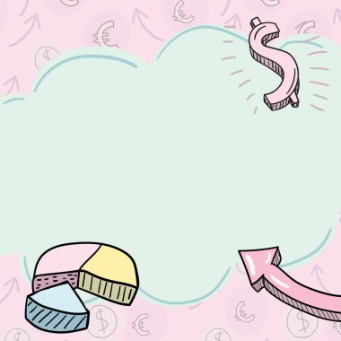 Pop-Up Cloud With Dollar Sign, Graphics And Arrows. Financial Background.