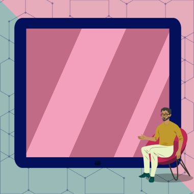 Man Pointing Hand Empty Screen Representing Planning Future Projects