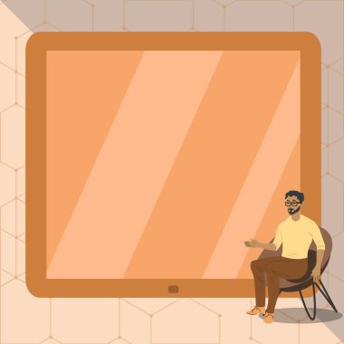 Man Pointing Hand Empty Screen Representing Planning Future Projects