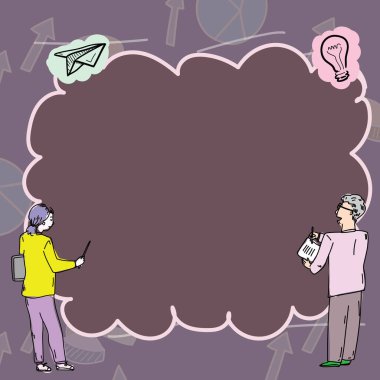 Teacher Holding Pointer Presenting New Ideas. Researcher Showing Concepts