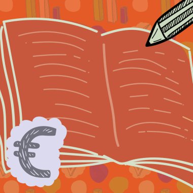 Open Book With Pencil Writing On Blank Sheets With Currency Signs