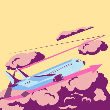 Plane Taking Off Leaving Arrow Behind And Presenting Important Message.