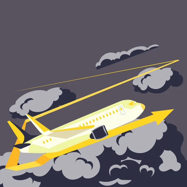Αεροπλάνο Απογειώνεται Αφήνοντας Βέλος Πίσω Και Παρουσιάζοντας Σημαντικό Μήνυμα — Διανυσματικό Αρχείο