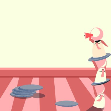 Robots Standing Over One Another And Showing Important News With Megaphone.