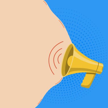 Muhabbet Baloncuğuyla Megafon Çizimi Yeni Duyuruyu Gösteriyor.