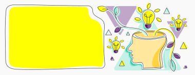 Man Thinking New Brilliant Ideas Shown On Presentation Board.