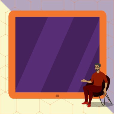 Man Pointing Hand Empty Screen Representing Planning Future Projects