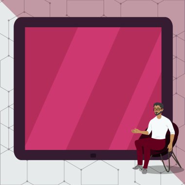 Man Pointing Hand Empty Screen Representing Planning Future Projects