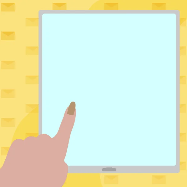 Pointing Finger Empty Screen Tablet Representing Planning Future Projects — Stock Vector