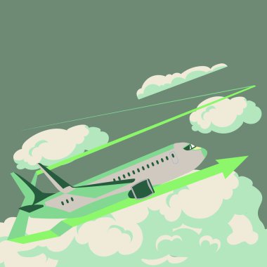 Plane Taking Off Leaving Arrow Behind And Presenting Important Message.