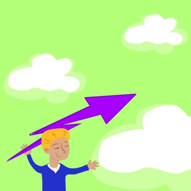 Man Holding Arrow And Presenting Important Messages