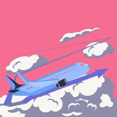 Plane Taking Off Leaving Arrow Behind And Presenting Important Message.