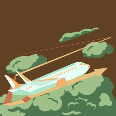 Plane Taking Off Leaving Arrow Behind And Presenting Important Message.