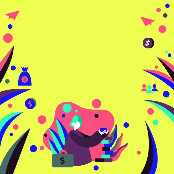 Businesswoman With Briefcase With Dollar Sign Building Blocks.