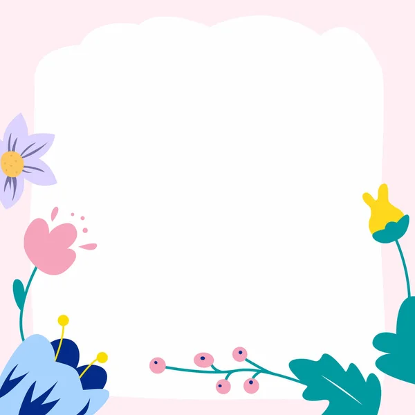 Κενό Πλαίσιο Διακοσμημένο Αφηρημένη Εκσυγχρονισμένη Φόρμες Λουλούδια Και Φυλλώματα — Διανυσματικό Αρχείο