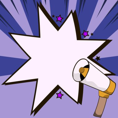 Muhabbet Baloncuğuyla Megafon Çizimi Yeni Duyuruyu Gösteriyor.