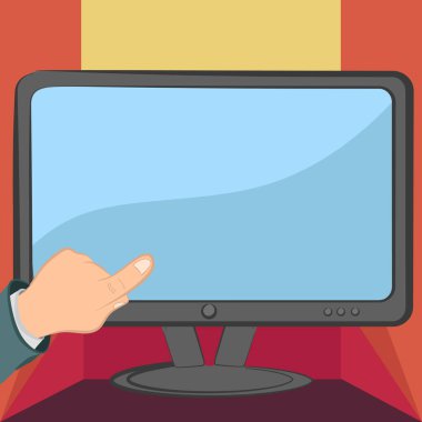 Businessman Pointing Tablet Screen. Hand Presenting Crutial Announcement