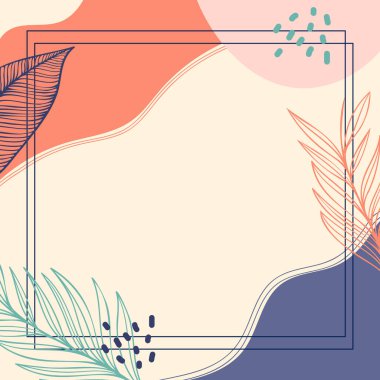 Boş çerçeve Soyut modernleştirilmiş Şekiller Çiçekler ve Yapraklar ile süslenmiştir.