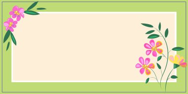 Çerçevenin içinde yapraklar, çiçekler ve önemli duyurular var..