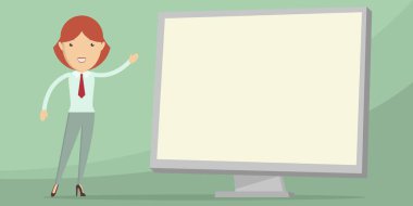 Teacher Design Points Hand At Blank Whiteboard Presentation Ideas.