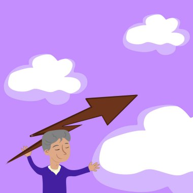 Man Holding Arrow And Presenting Important Messages