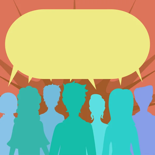 Group People Sharing Important Informations Speech Bubble — Stock Vector