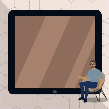 Man Pointing Hand Empty Screen Representing Planning Future Projects