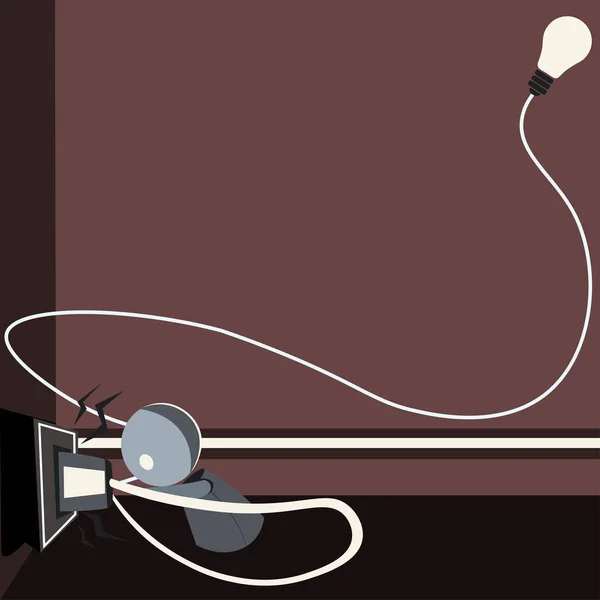 Robot Drawing Fixing Socket Lightbulb Corner — Stockový vektor