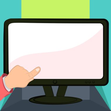 Businessman Pointing Tablet Screen. Hand Presenting Crutial Announcement