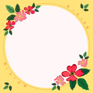 Çerçevenin içinde yapraklar, çiçekler ve önemli duyurular var..