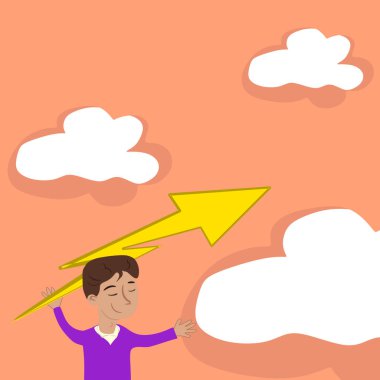 Man Holding Arrow And Presenting Important Messages