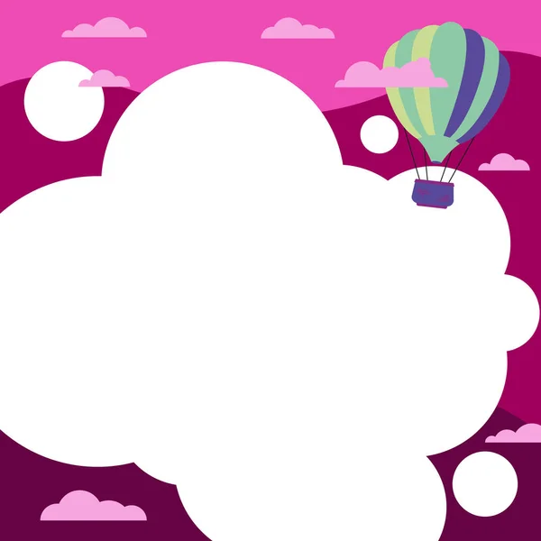 Hotair Globo Ilustración Nubes Voladoras Alcanzando Nuevos Destinos — Vector de stock