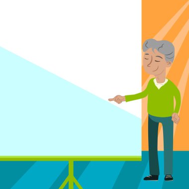 Businessman Pointing Finger At Empty Drawboard During Meeting