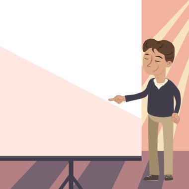 Businessman Pointing Finger At Empty Drawboard During Meeting