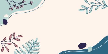 Boş çerçeve Soyut modernleştirilmiş Şekiller Çiçekler ve Yapraklar ile süslenmiştir.