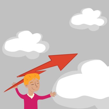 Man Holding Arrow And Presenting Important Messages