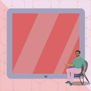 Man Pointing Hand Empty Screen Representing Planning Future Projects