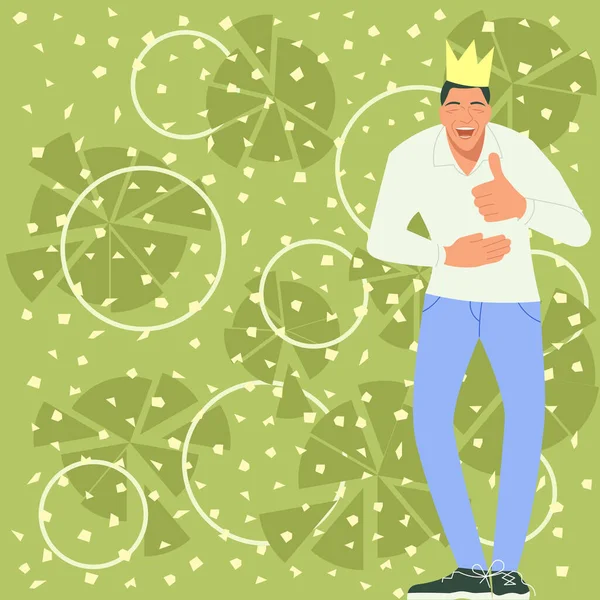 Sporty Man Crown Laughing Holding Stomach Showing Sign — Image vectorielle