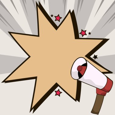 Muhabbet Baloncuğuyla Megafon Çizimi Yeni Duyuruyu Gösteriyor.