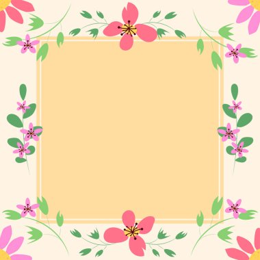 Çerçevenin içinde yapraklar, çiçekler ve önemli duyurular var..