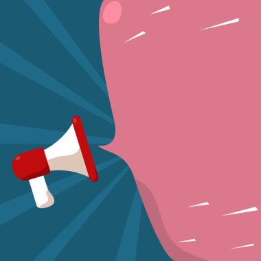 Muhabbet Baloncuğuyla Megafon Çizimi Yeni Duyuruyu Gösteriyor.