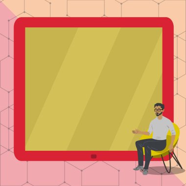 Man Pointing Hand Empty Screen Representing Planning Future Projects